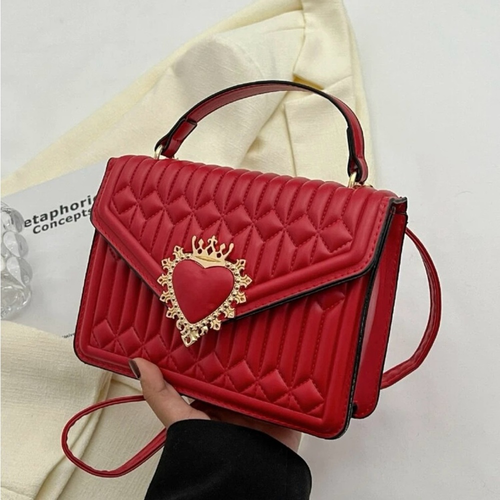 Quilted Crown & Heart Decor Square Bag